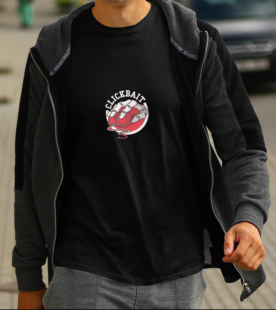 CLICKBAIT Skeleton Hand Gripping Red Computer Mouse T-Shirt