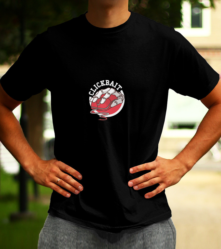 CLICKBAIT Skeleton Hand Gripping Red Computer Mouse T-Shirt