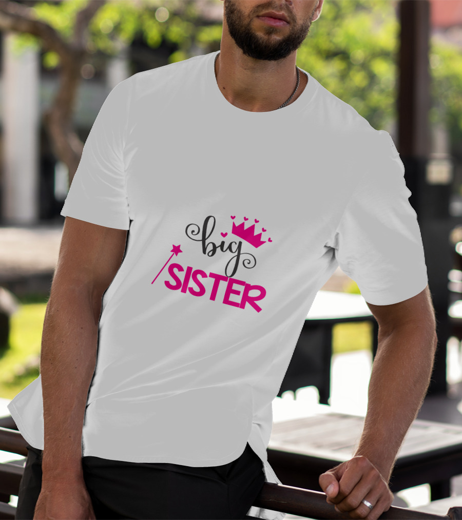 Big Sister Princess Crown Wand Hearts T-Shirt