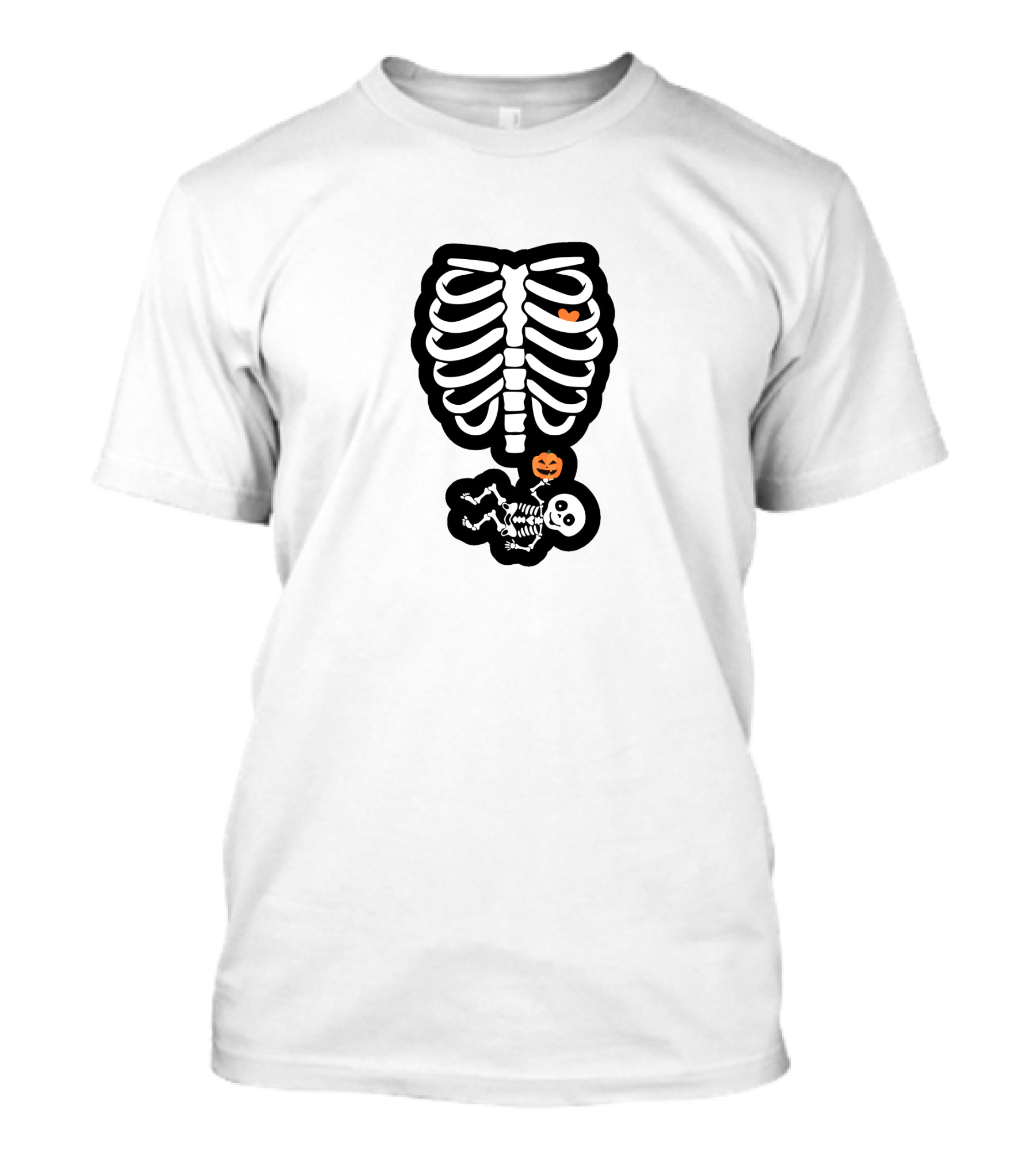 Halloween Maternity Skeleton Baby Pumpkin Ribcage T-Shirt