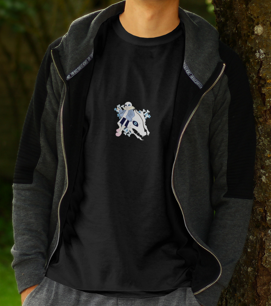 Undertale Sans With Gaster Blaster And Blue Bones T-Shirt