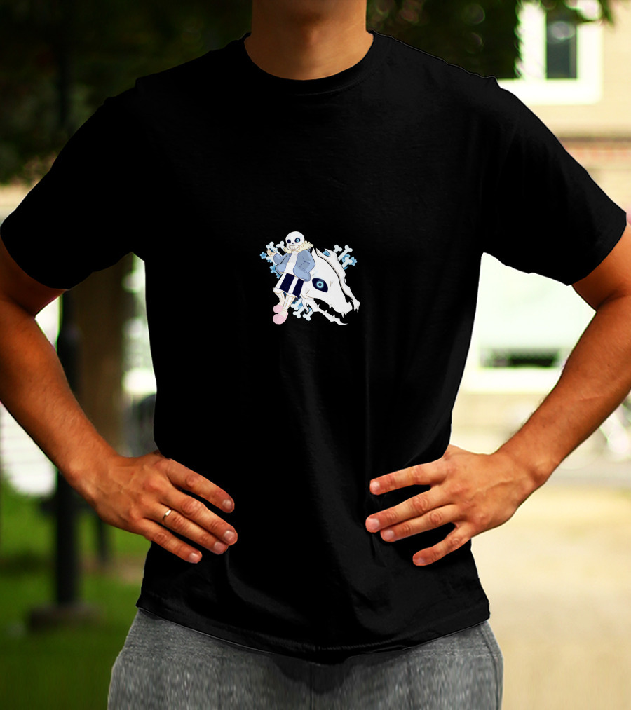 Undertale Sans With Gaster Blaster And Blue Bones T-Shirt