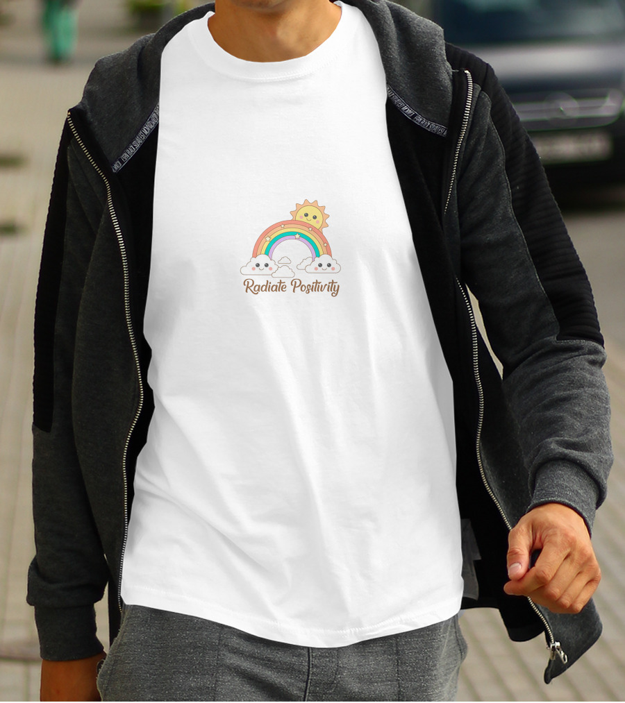 Radiate Positivity Rainbow Sun And Clouds T-Shirt