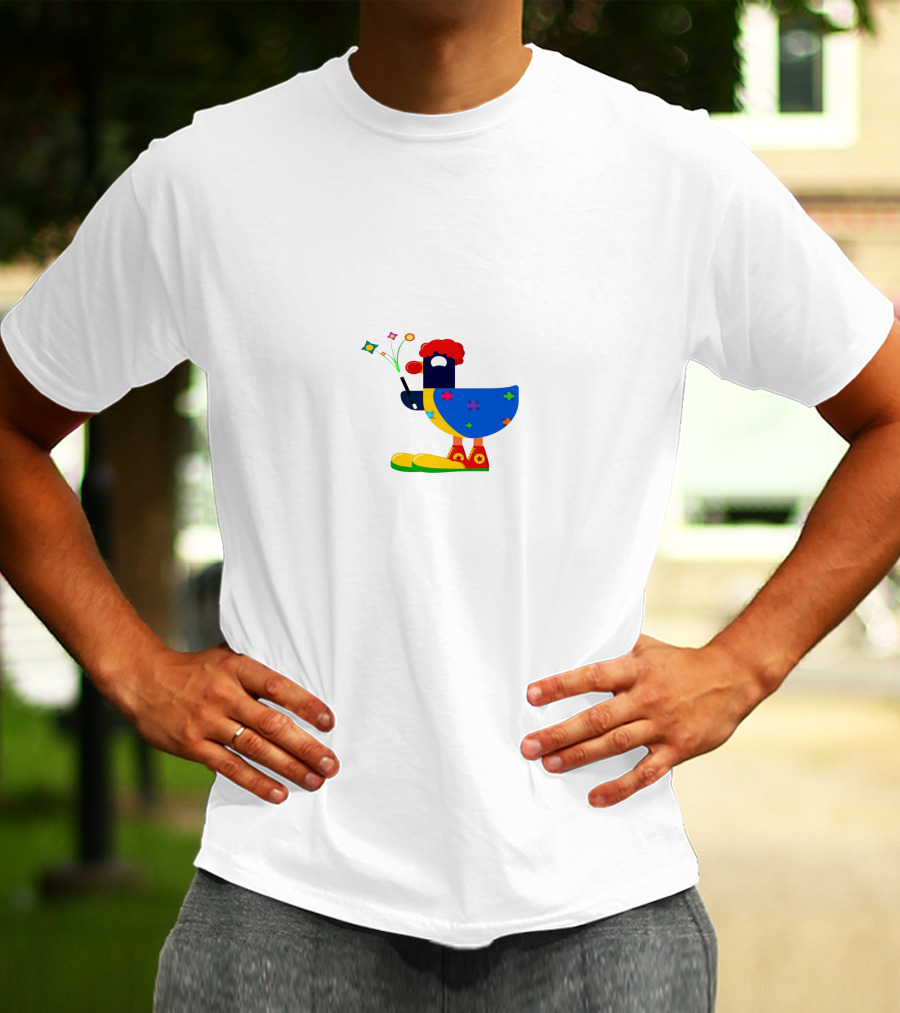 Kurzgesagt Space Clown Bird With Star Wand And Colorful T-Shirt