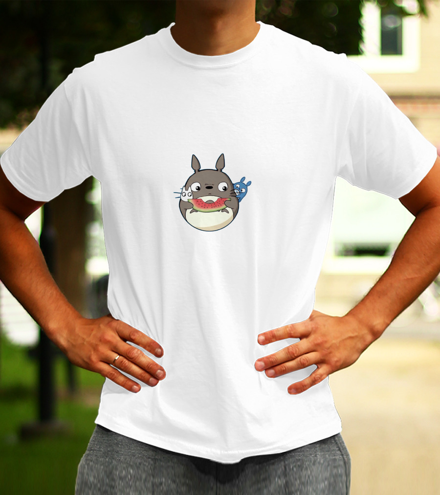 Tiko Totoro Watermelon Anime Character Trio T-Shirt