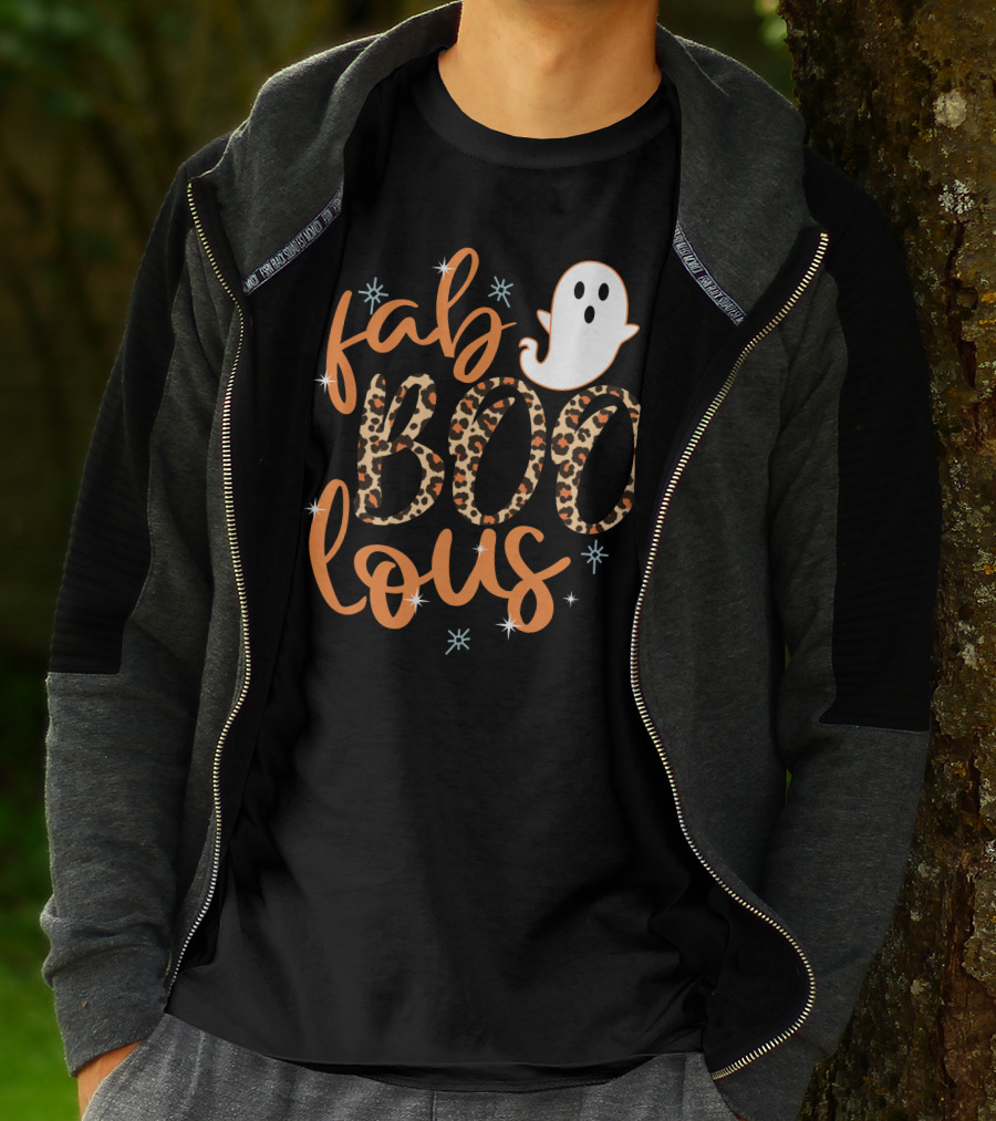 Faboolous Leopard Print Halloween Ghost T-Shirt