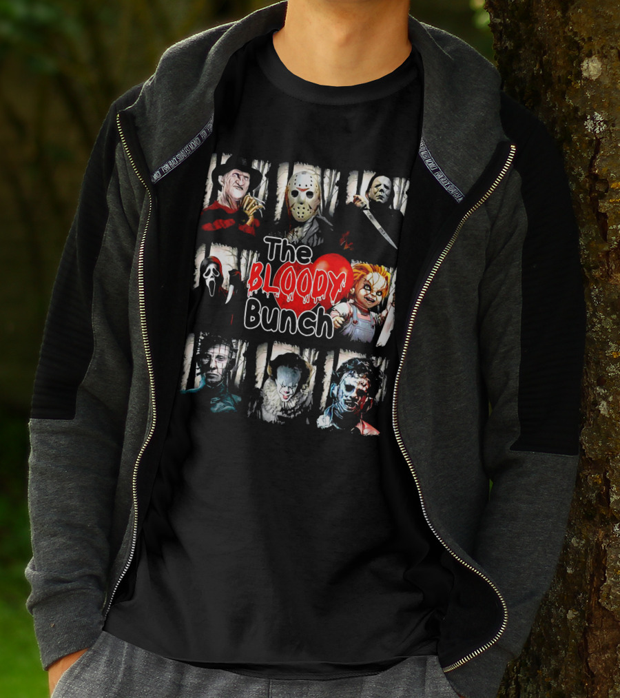 The Bloody Bunch Freddy Jason Michael Ghostface Chucky Pinhead Pennywise Leatherface T-Shirt