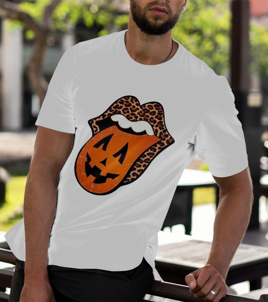 Rolling Pumpkin Leopard Tongue Jack-O'-Lantern T-Shirt