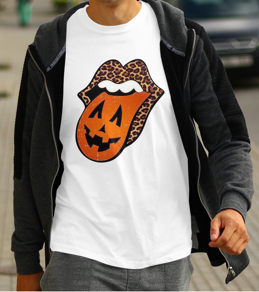 Rolling Pumpkin Leopard Tongue Jack-O'-Lantern T-Shirt