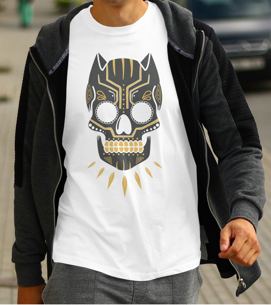 Black Panther Sugar Skull Mask T-Shirt