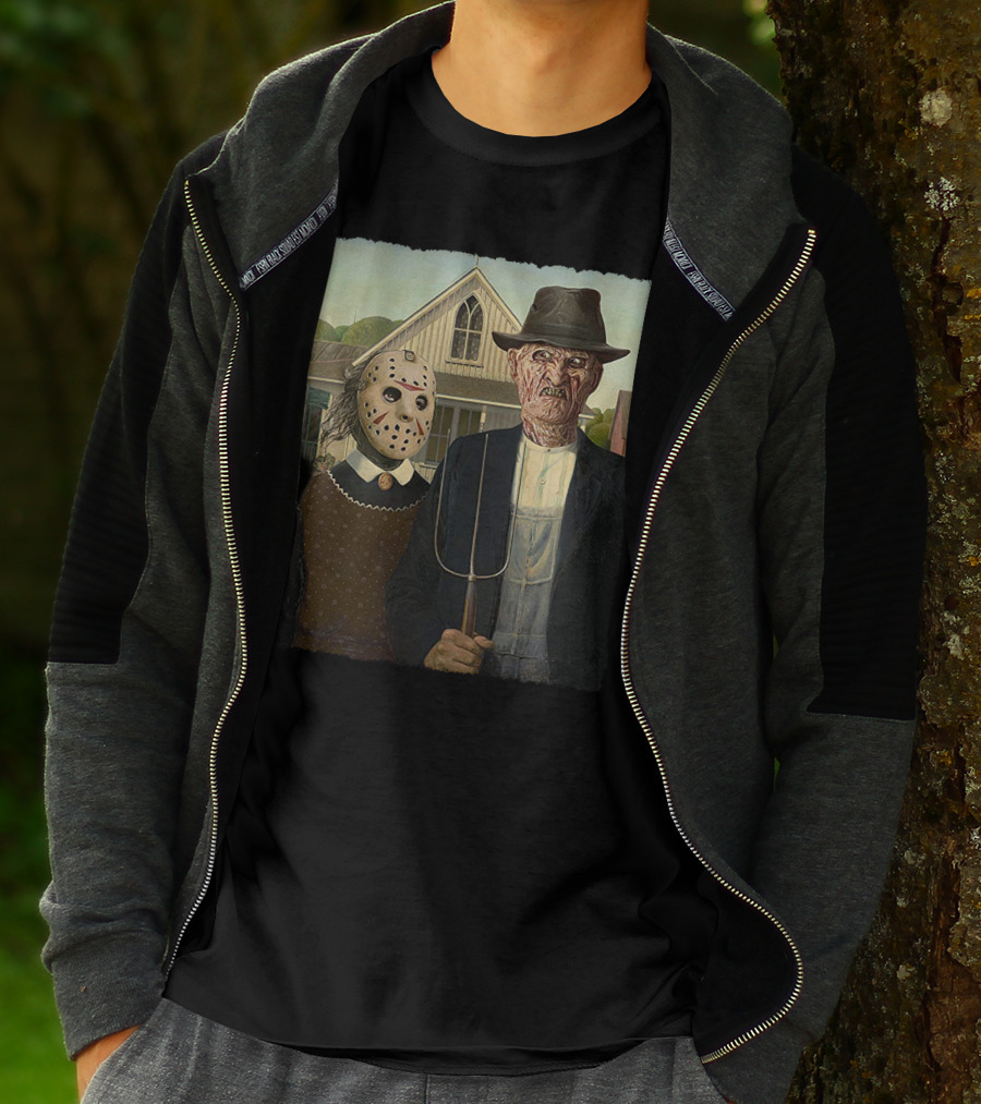 American Gothic Jason Freddy Horror Mashup T-Shirt