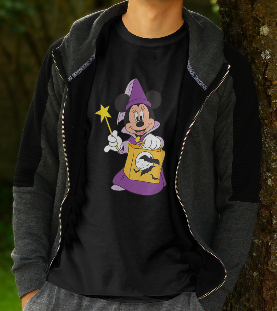 Disney Halloween Minnie Mouse Witch Costume With Magic Wand And Trick-or-Treat Bag T-Shirt