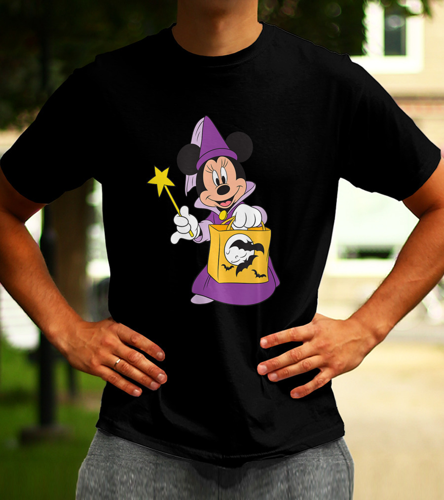 Disney Halloween Minnie Mouse Witch Costume With Magic Wand And Trick-or-Treat Bag T-Shirt