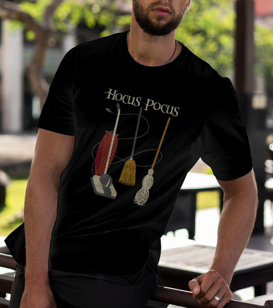 Hocus Pocus Witch Rides Vacuum Broom Mop T-Shirt