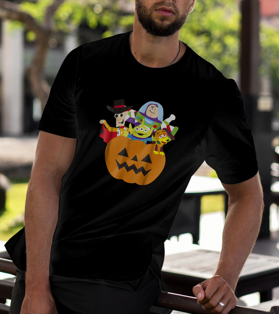 Disney Pixar Toy Story Characters In Halloween Pumpkin Costume T-Shirt