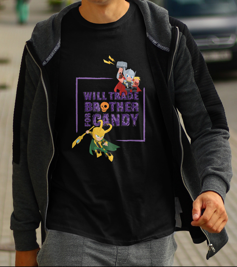 Marvel Loki And Thor Chibi Will Trade Brother For Candy T-Shirt