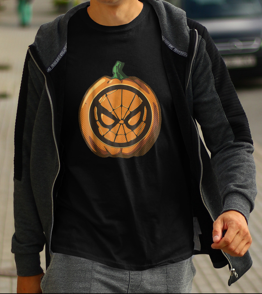 Marvel Spider Man Pumpkin Halloween Face T-Shirt
