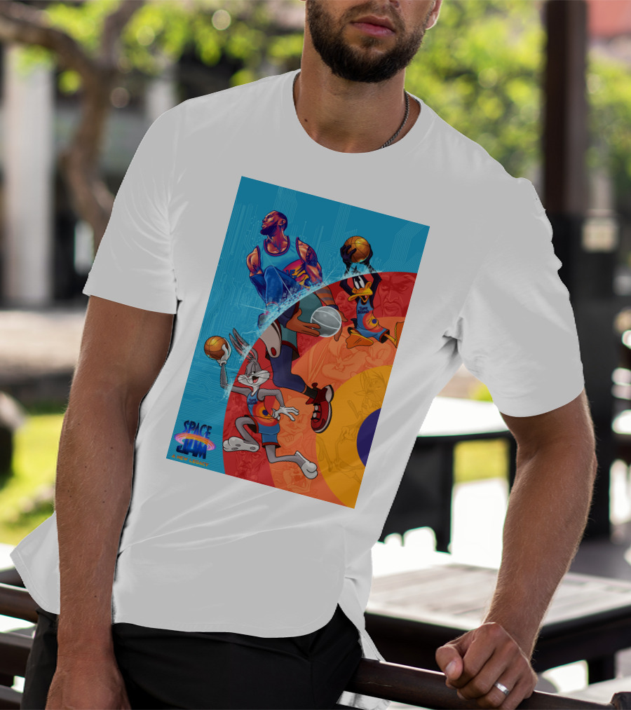 Space Jam A New Legacy Lebron James Bugs Bunny Daffy Duck Basketball Action T-Shirt