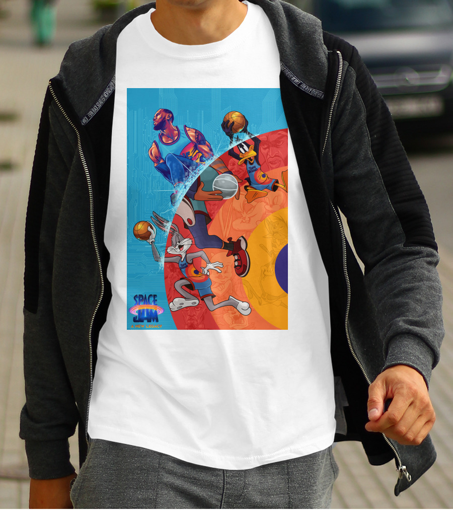 Space Jam A New Legacy Lebron James Bugs Bunny Daffy Duck Basketball Action T-Shirt