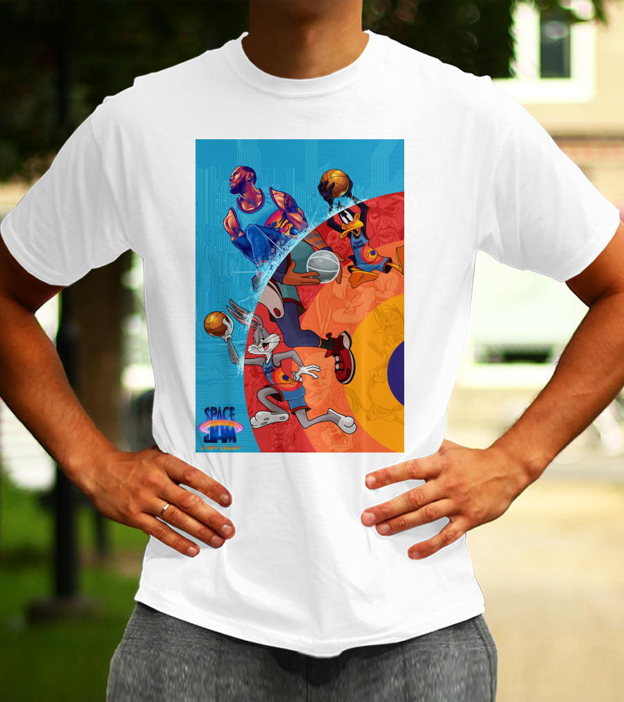 Space Jam A New Legacy Lebron James Bugs Bunny Daffy Duck Basketball Action T-Shirt