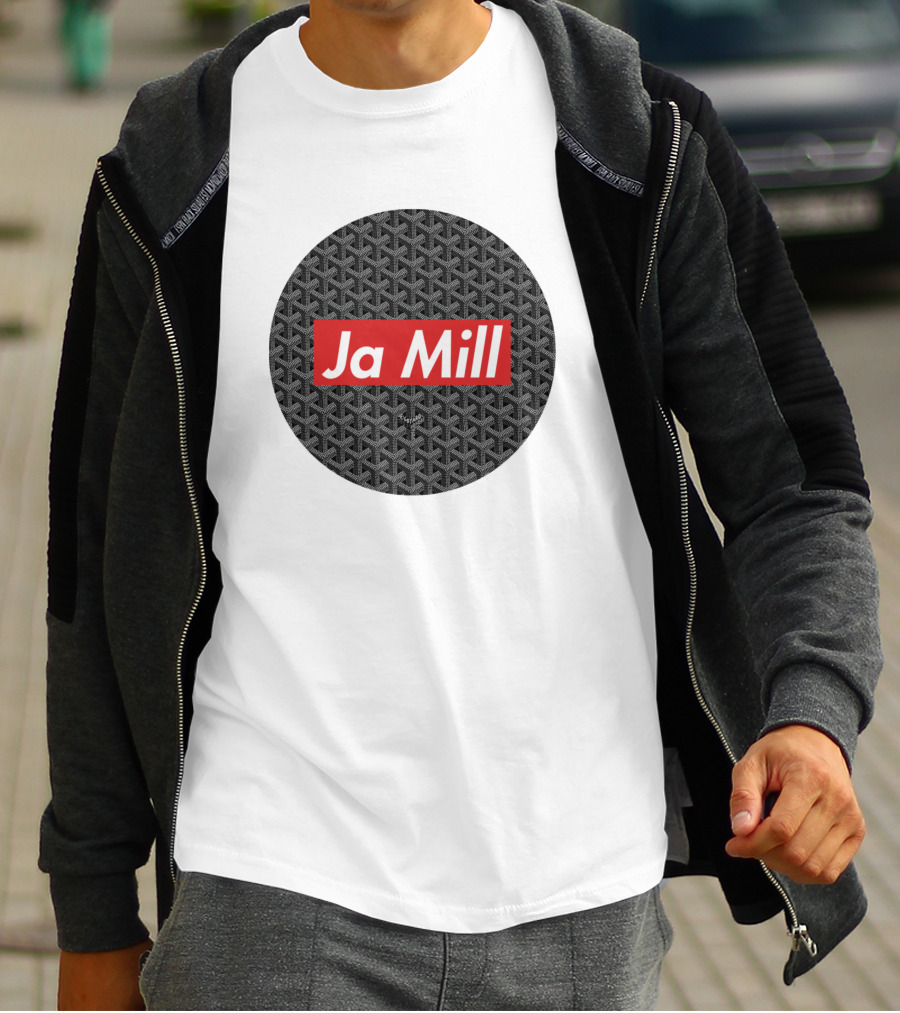 Ja Mill Red Typography On Black Patterned Circle T-Shirt