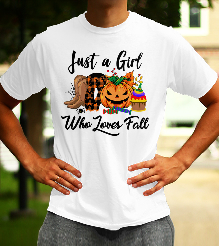 Just A Girl Who Loves Fall With Pumpkin And Boots T-Shirt