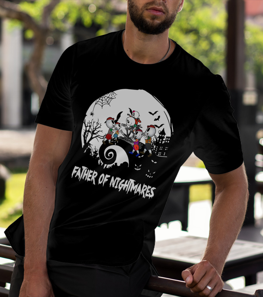 Father Of Nightmares Halloween Skeleton Kids Spooky Scene T-Shirt