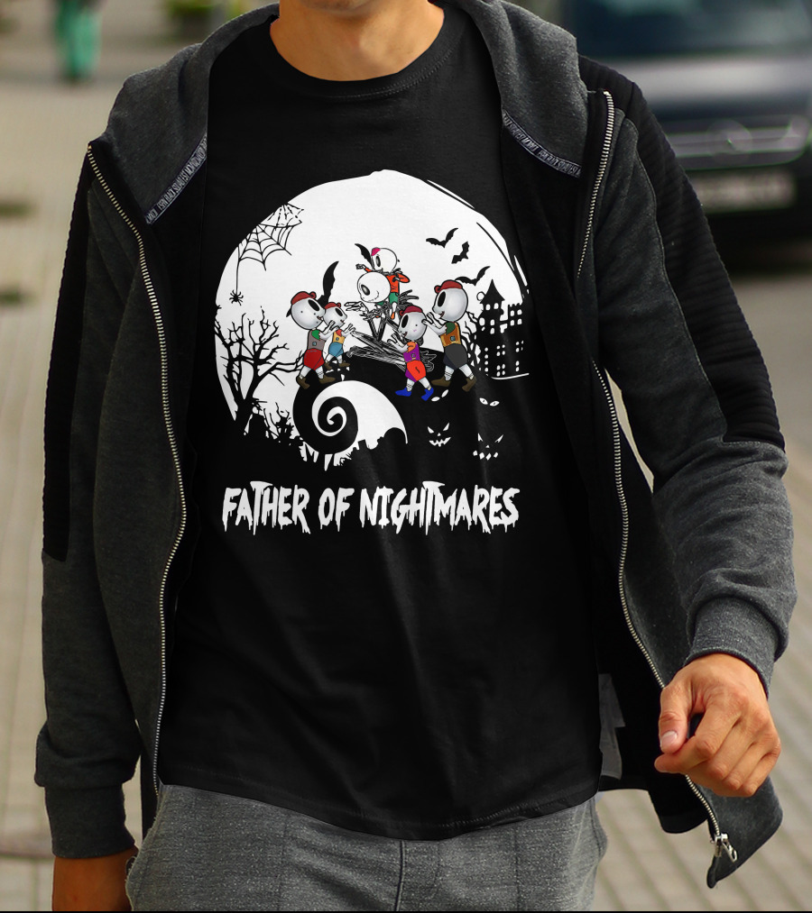 Father Of Nightmares Halloween Skeleton Kids Spooky Scene T-Shirt