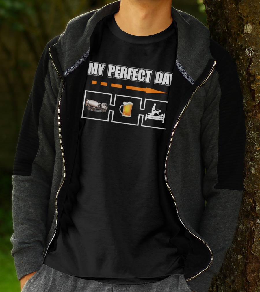 My Perfect Day Concrete Mixer Beer Icons T-Shirt