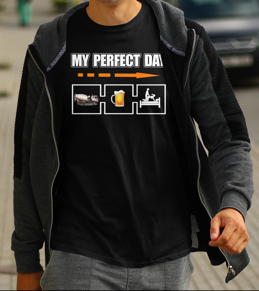 My Perfect Day Concrete Mixer Beer Icons T-Shirt