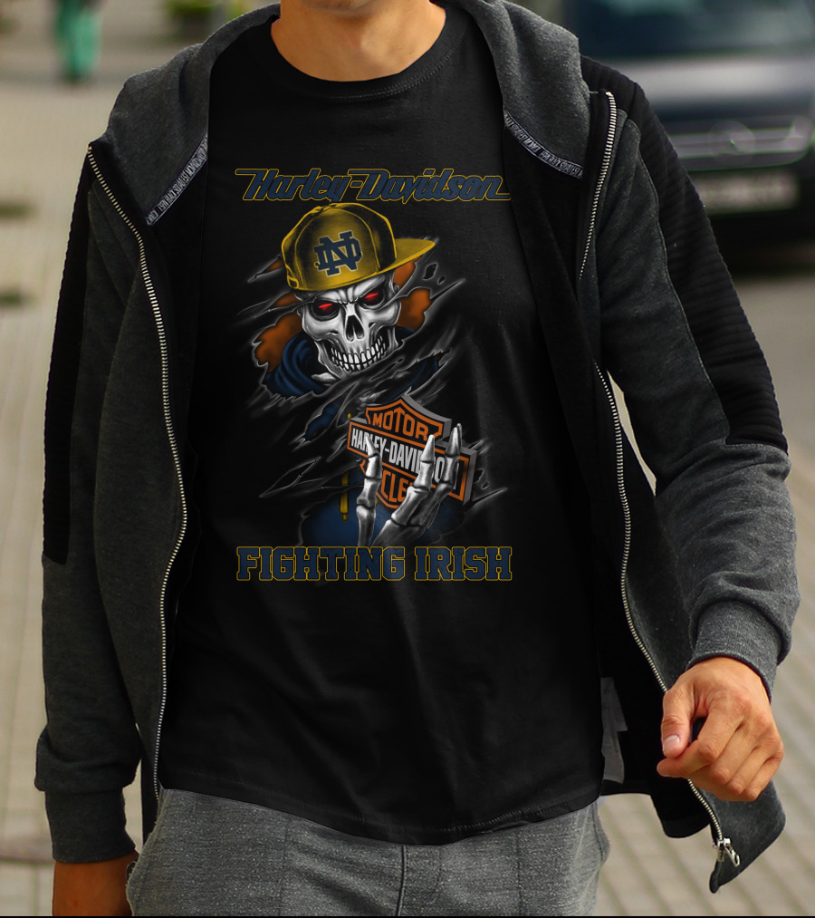 Harley Davidson Notre Dame Fighting Irish Skull T-Shirt