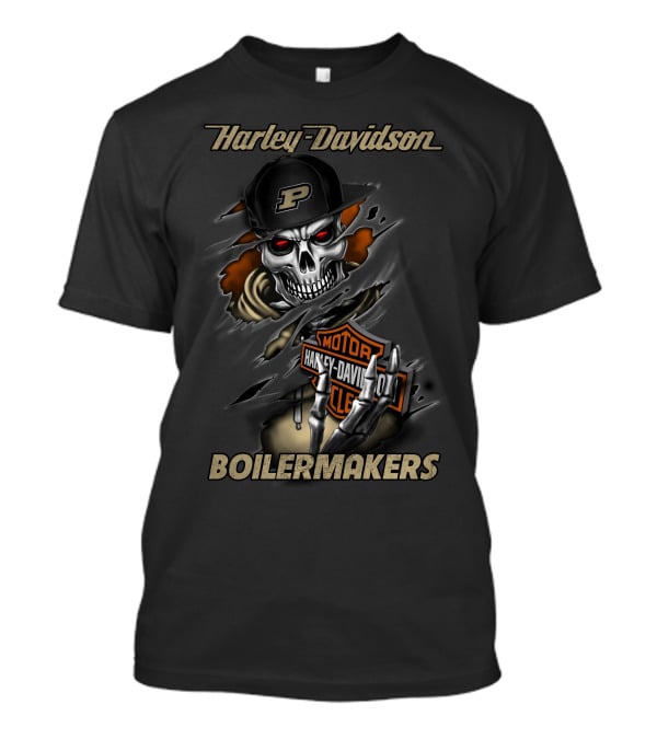 Harley Davidson Boilermakers Purdue Skull Motorcycles T-Shirt