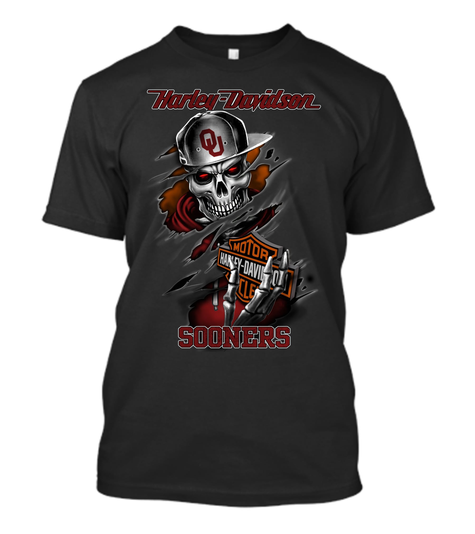 Harley Davidson Skeleton Ou Cap Sooners T-Shirt