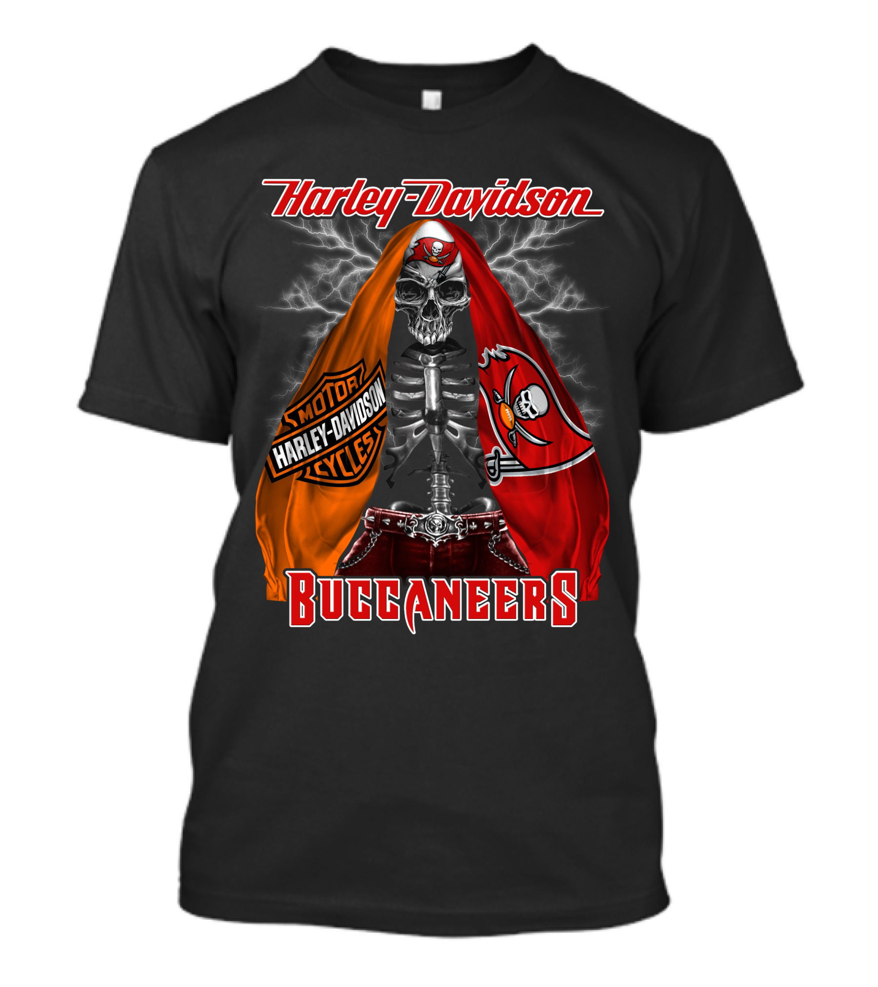 Harley Davidson Buccaneers Skeleton Lightning Tampa Bay_Hd0903 T-Shirt