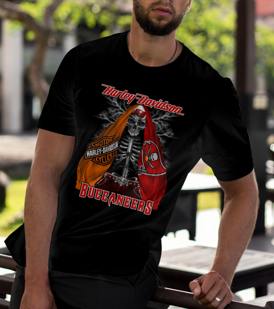 Harley Davidson Buccaneers Skeleton Lightning Tampa Bay_Hd0903 T-Shirt