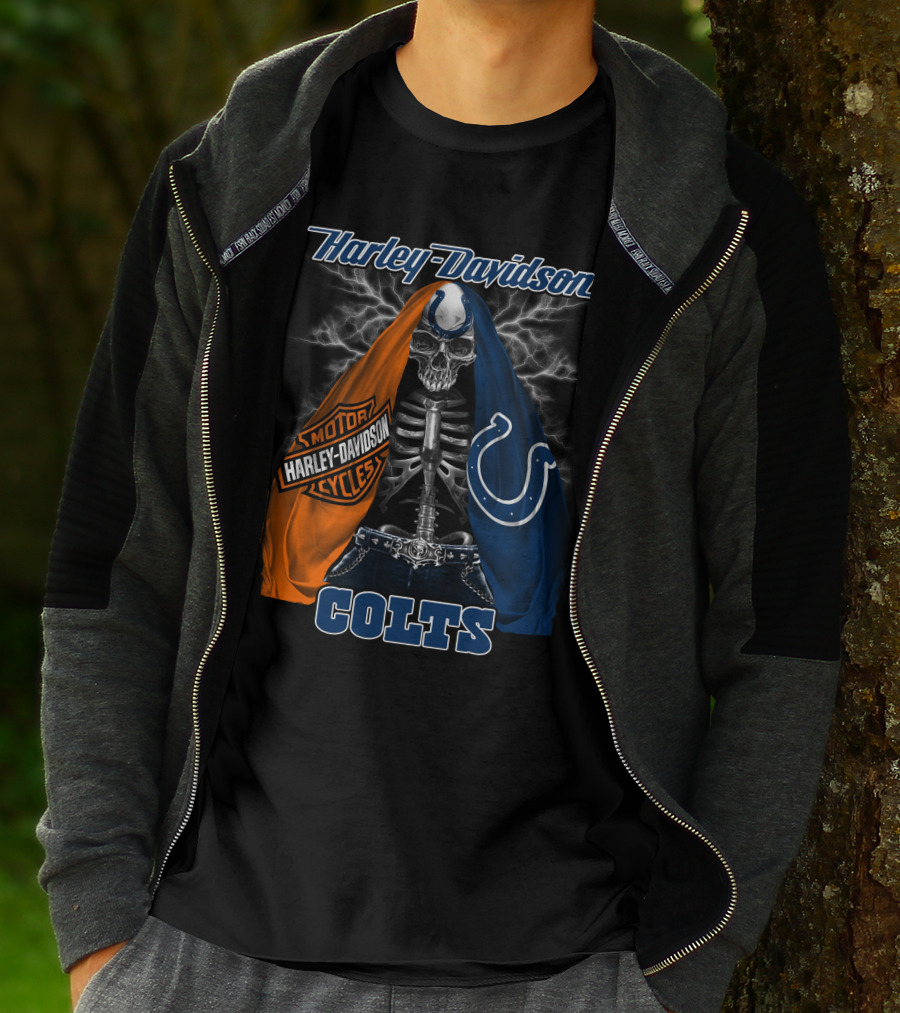 Harley Davidson Motorcycles Skull Indianapolis Colts T-Shirt