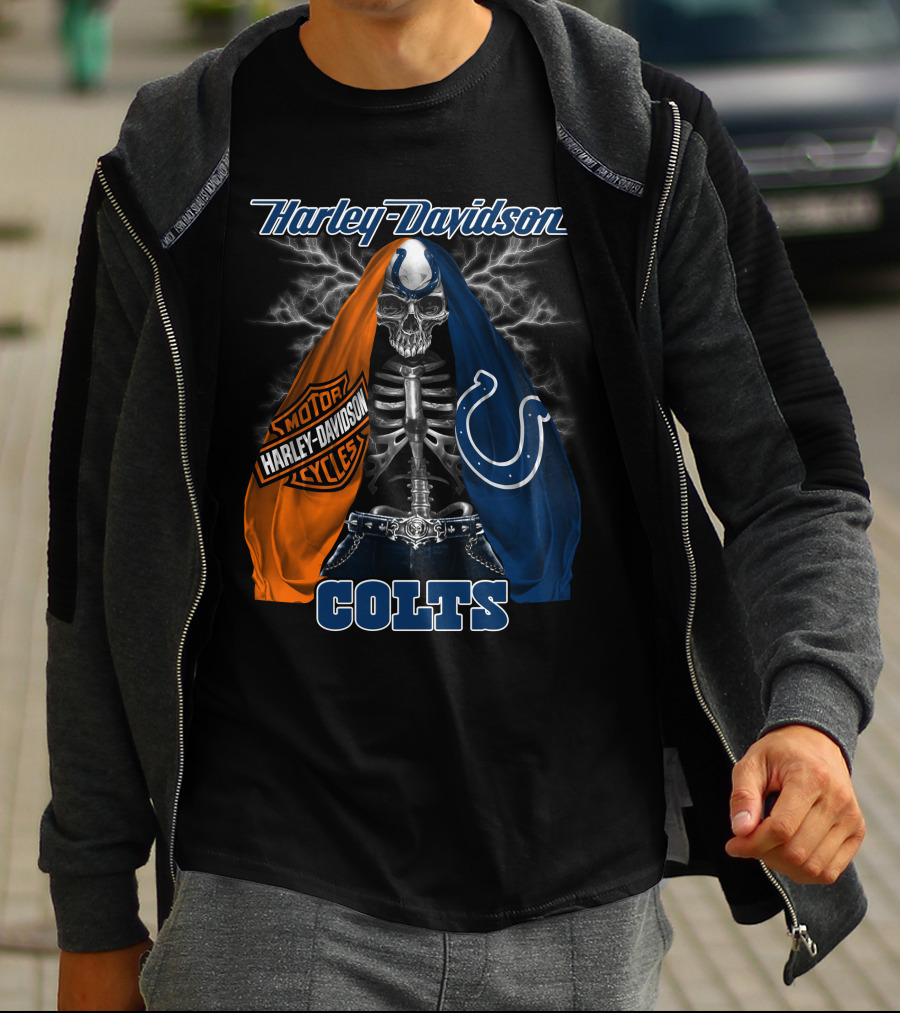 Harley Davidson Motorcycles Skull Indianapolis Colts T-Shirt