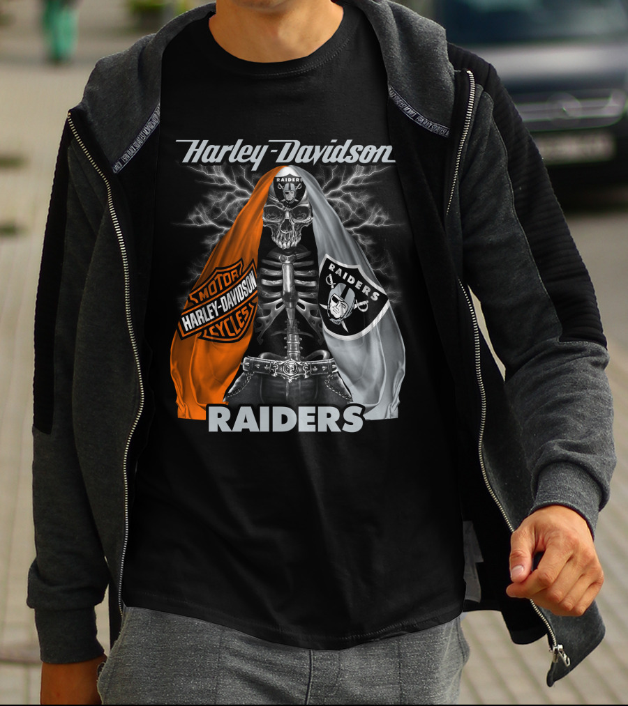 Harley Davidson Raiders Skeleton Hd0903 Las Vegas Raiders T-Shirt