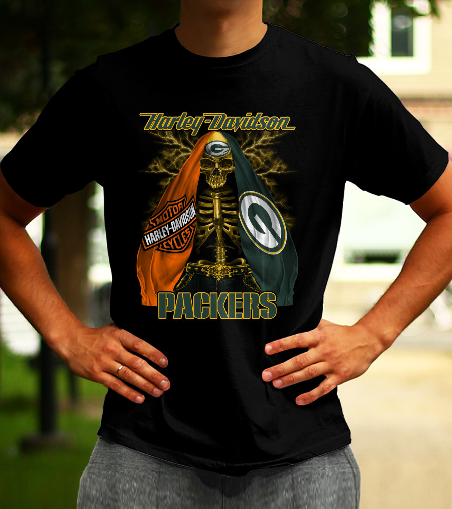 Harley Davidson Green Bay Packers Skeleton T-Shirt