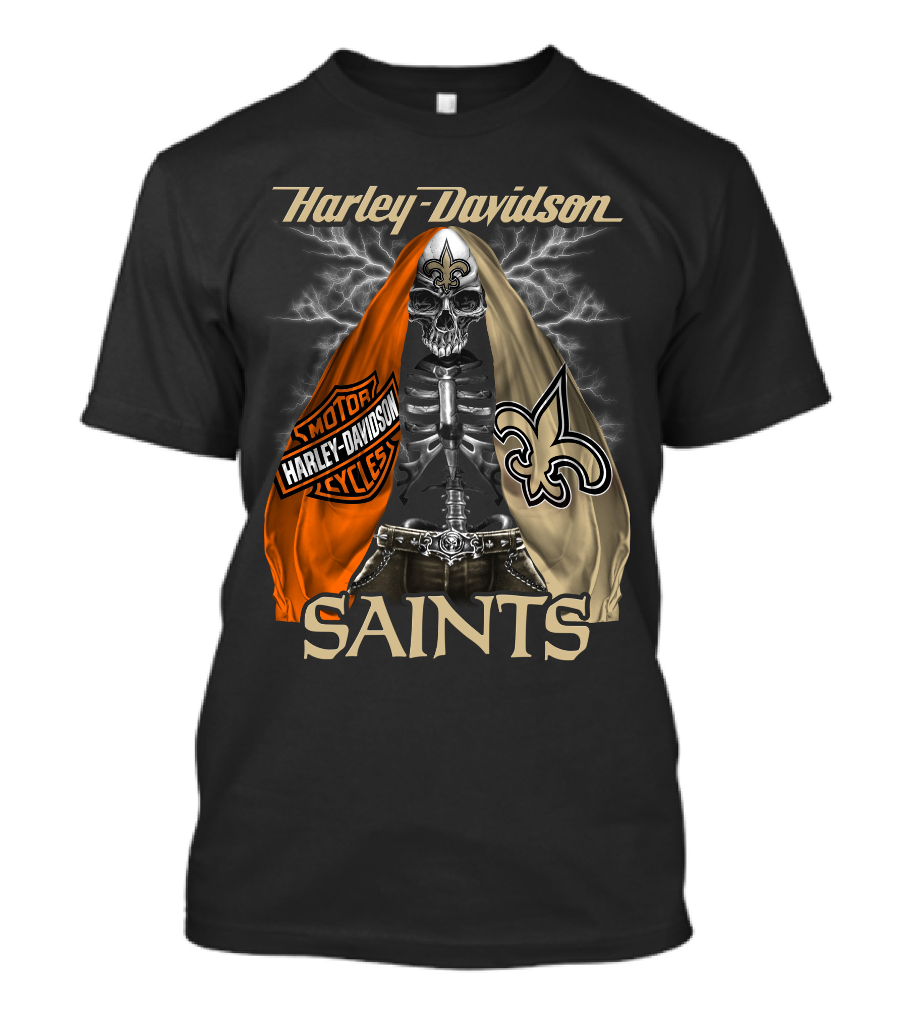 Harley Davidson Motorcycles New Orleans Saints T-Shirt