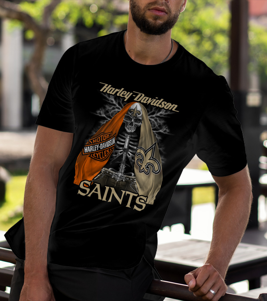 Harley Davidson Motorcycles New Orleans Saints T-Shirt