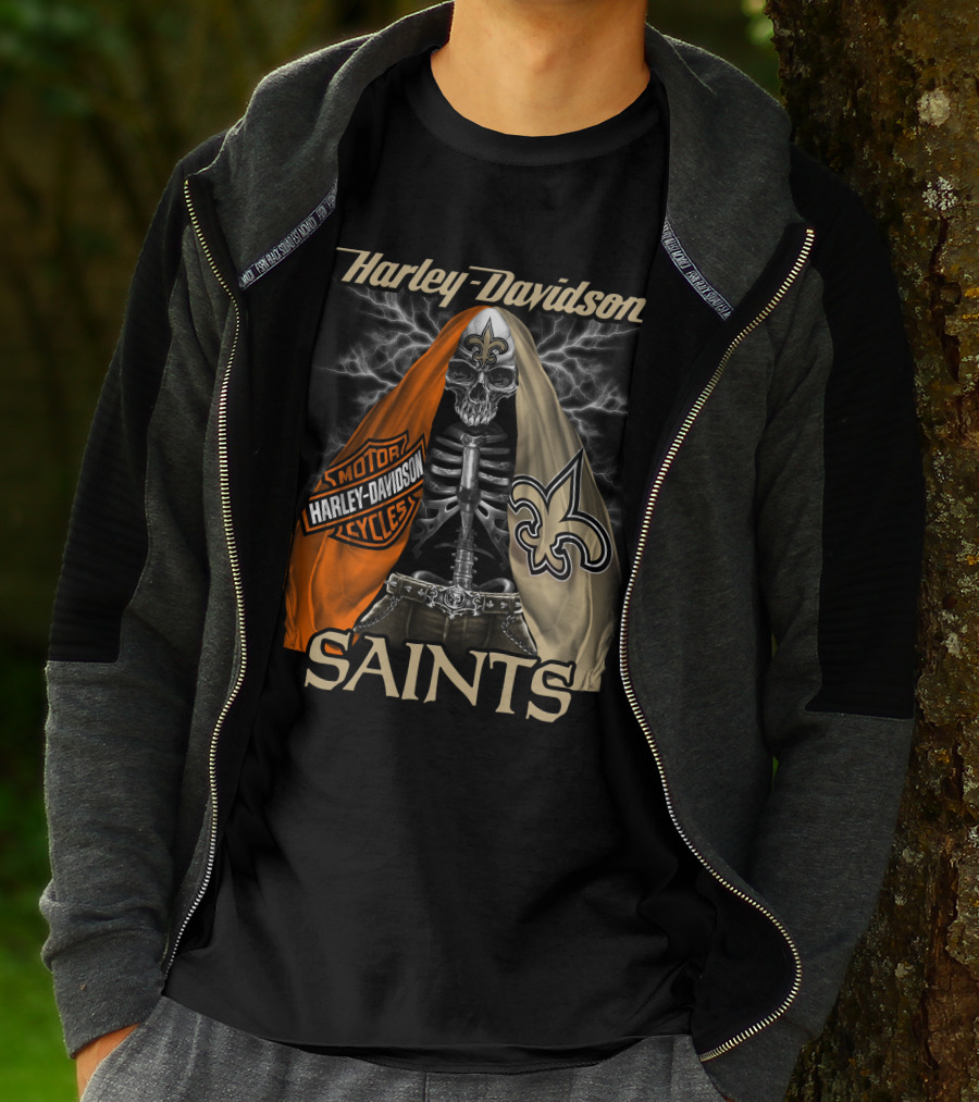 Harley Davidson Motorcycles New Orleans Saints T-Shirt
