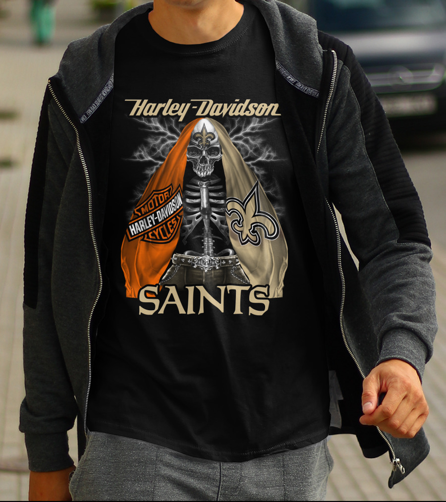 Harley Davidson Motorcycles New Orleans Saints T-Shirt