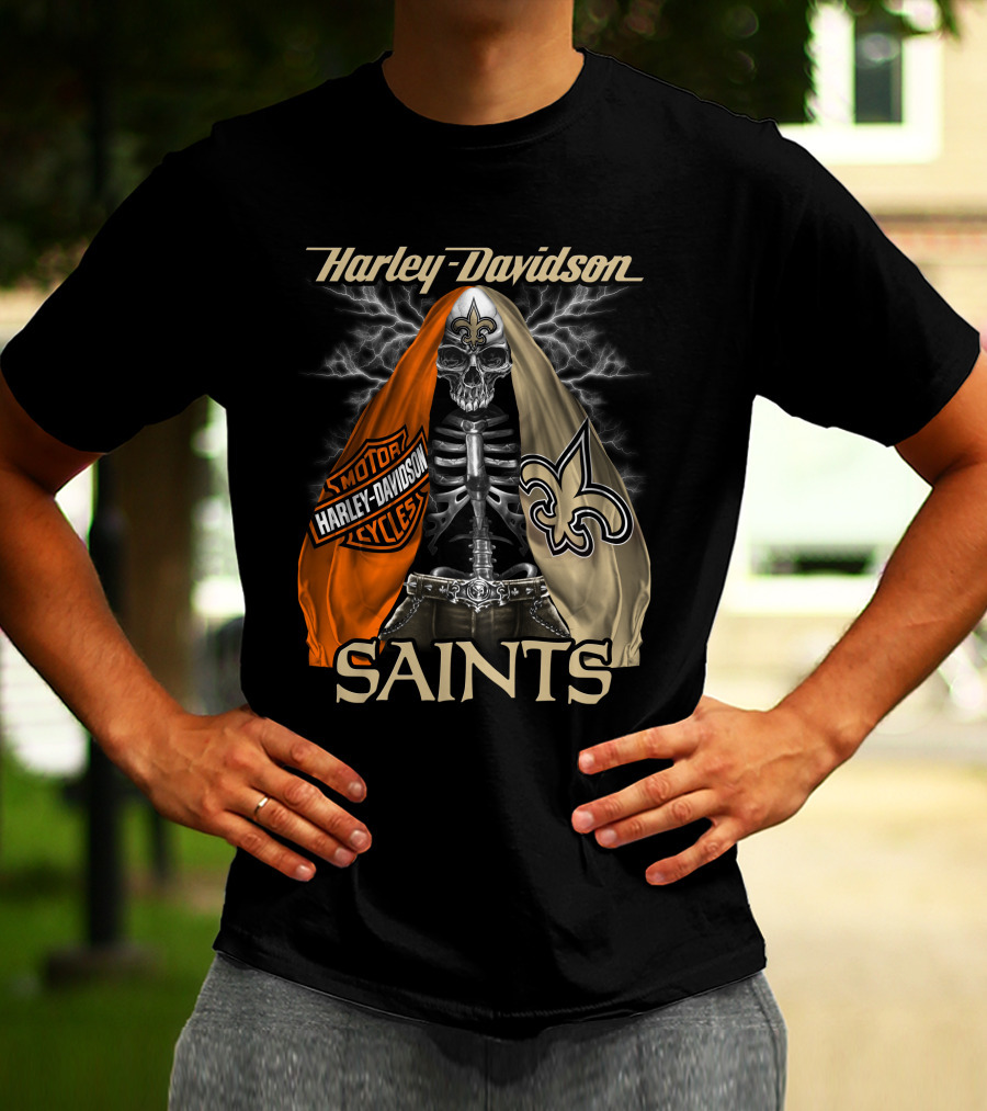 Harley Davidson Motorcycles New Orleans Saints T-Shirt