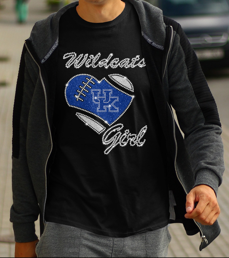 Wildcats Girl UK Football Heart G1003 Kentucky Wildcats T-Shirt