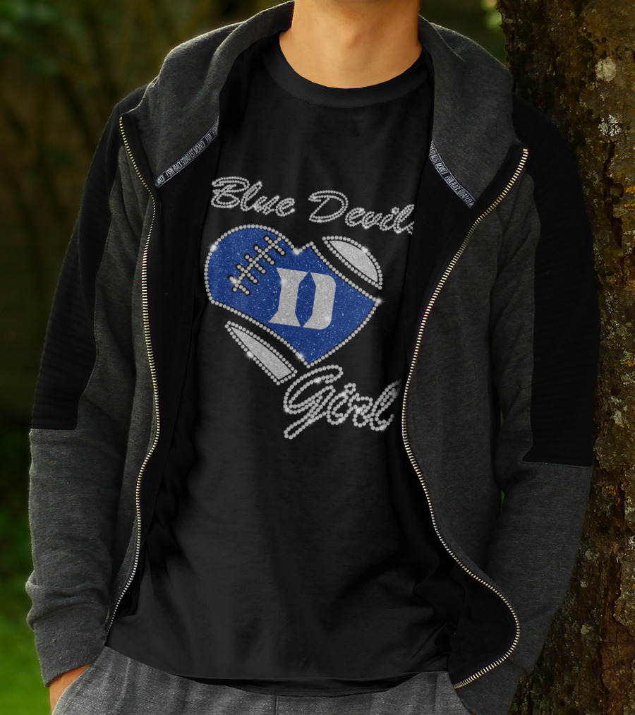 Blue Devils Girl D Football Heart T-Shirt