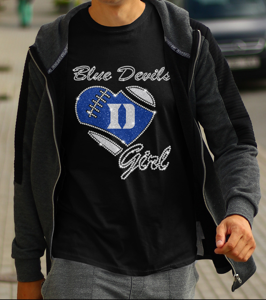 Blue Devils Girl D Football Heart T-Shirt