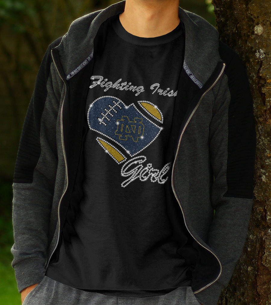 G1003 Notre Dame Fighting Irish Football Heart Girl T-Shirt