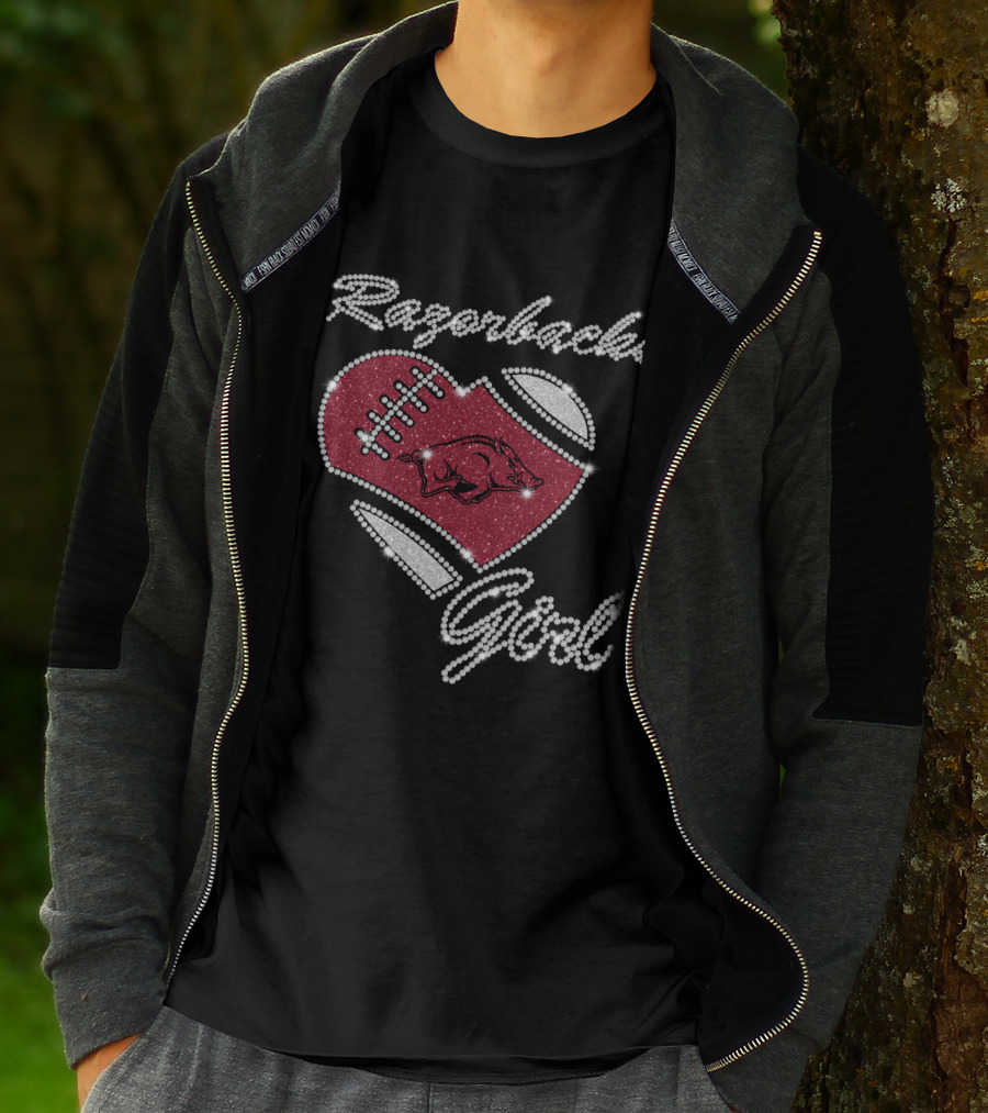Razorbacks Girl Arkansas Razorbacks Football Heart T-Shirt