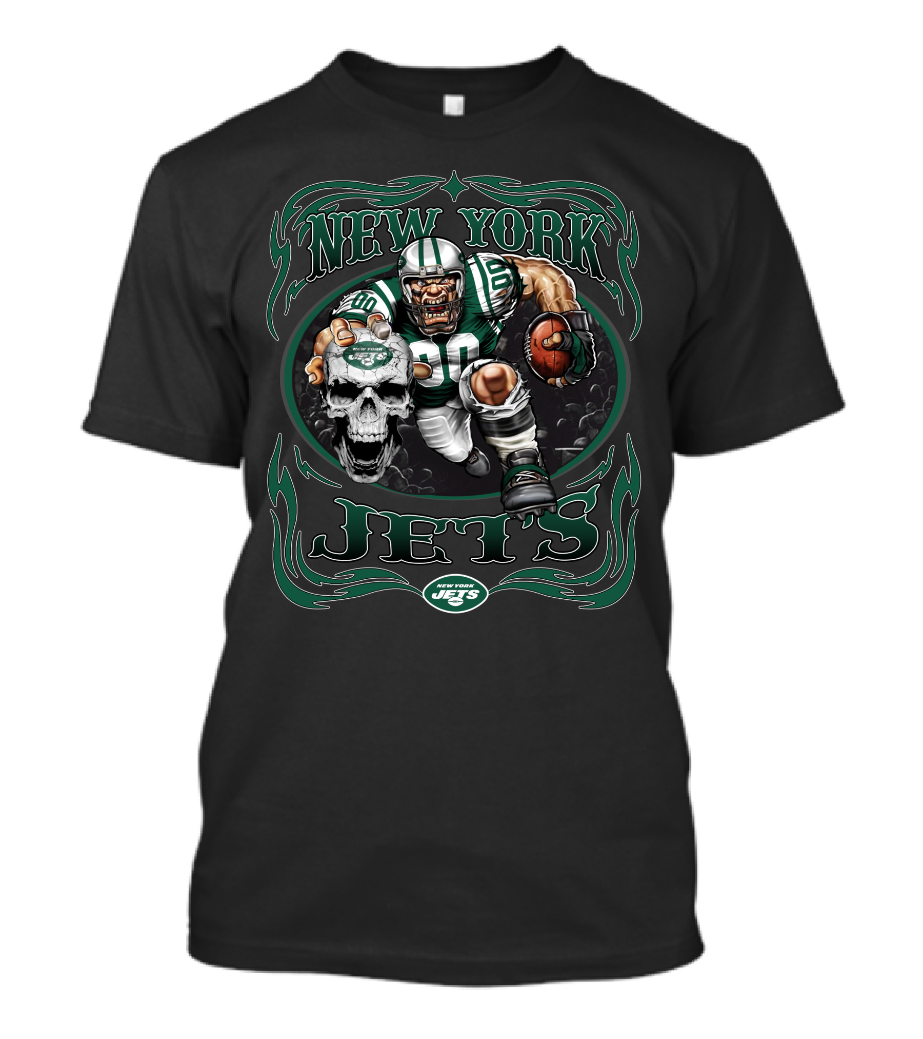 New York Jets Football Warrior Skull Mashup T-Shirt